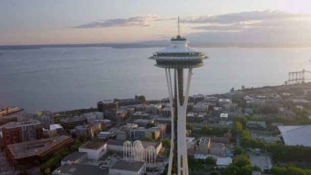 Menara observasi Jarum Angkasa di Seattle — Stok Video
