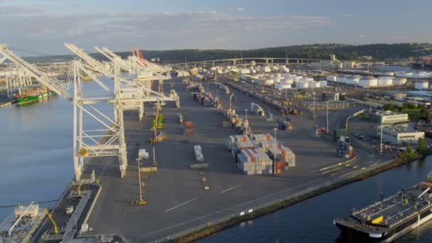 Porto de transporte de contentores de Seattle — Vídeo de Stock