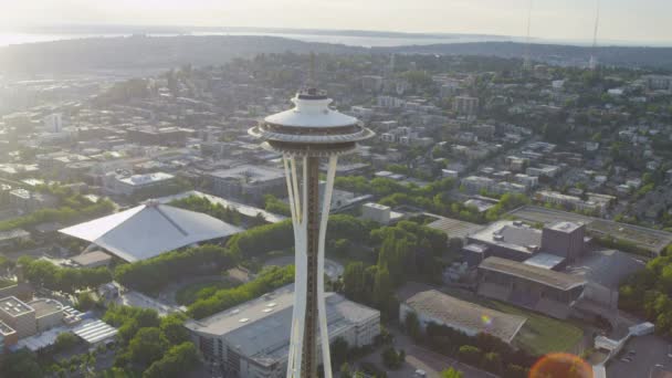 Space Needle uitkijktoren in Seattle — Stockvideo