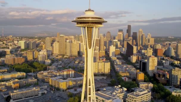 Space Needle observation tower in Seattle — Stock Video