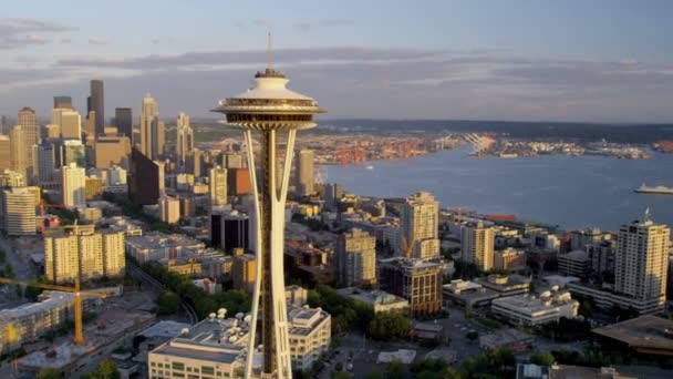 Torre de observação Space Needle em Seattle — Vídeo de Stock