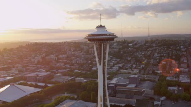 Space Needle observation tower in Seattle — Stock Video