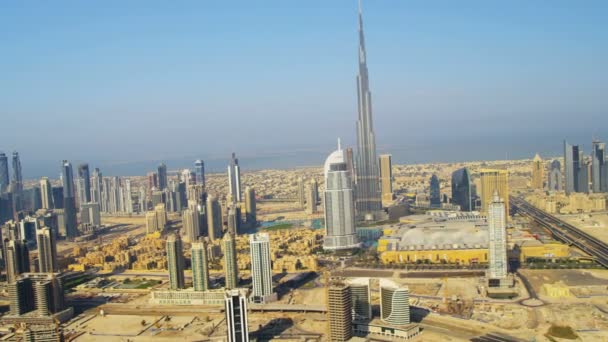 Vue aérienne du paysage urbain de Dubaï — Video