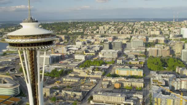 Torre de observação Space Needle em Seattle — Vídeo de Stock