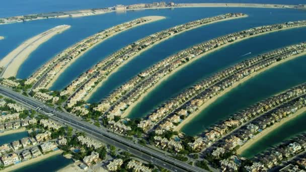 Luchtfoto van Palm Jumeirah in Dubai — Stockvideo