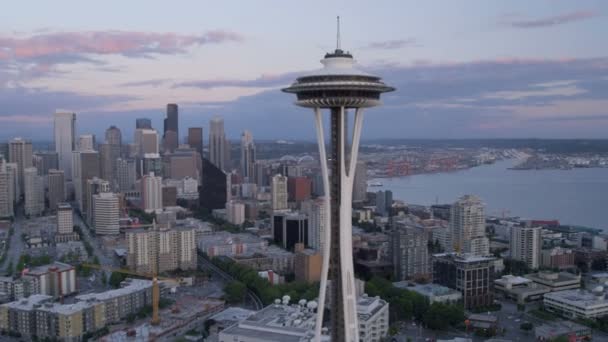 Torre de observação Space Needle em Seattle — Vídeo de Stock