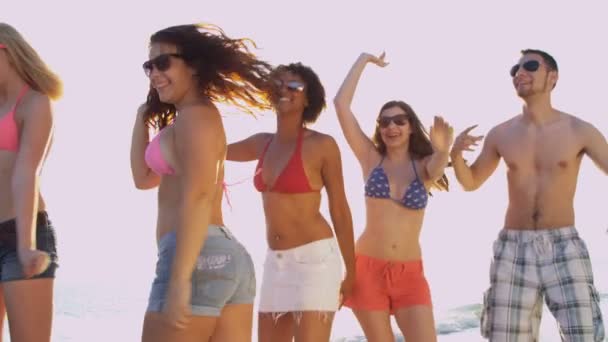 Les jeunes s'amusent sur la plage — Video