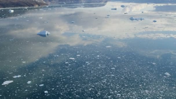 Glacier ice floes floating in water — Stock Video