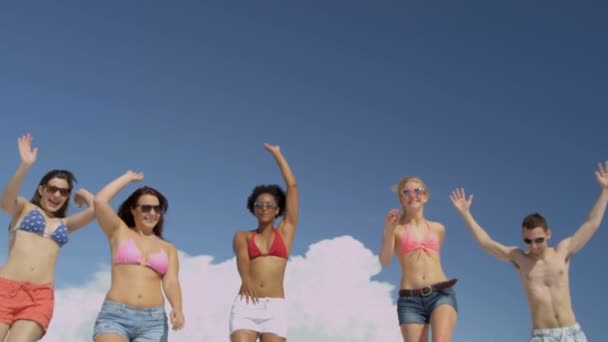 Les adolescents s'amusent sur la plage — Video