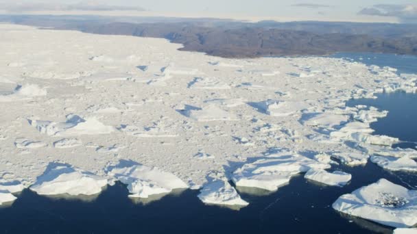 Gletsjer ice floes drijvend in het water — Stockvideo