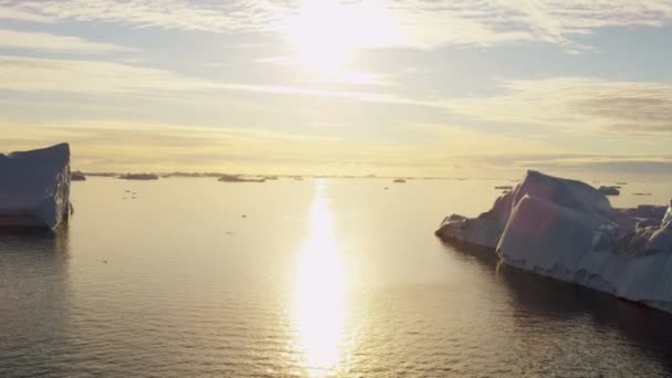 Gletsjer ice floes drijvend in het water — Stockvideo