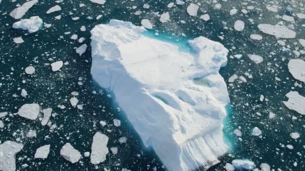 Glacier ice floes floating in water — Stock Video