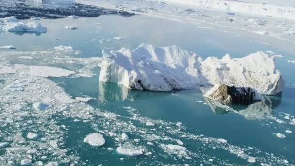 Gleccser jég floes lebeg a vízben — Stock videók