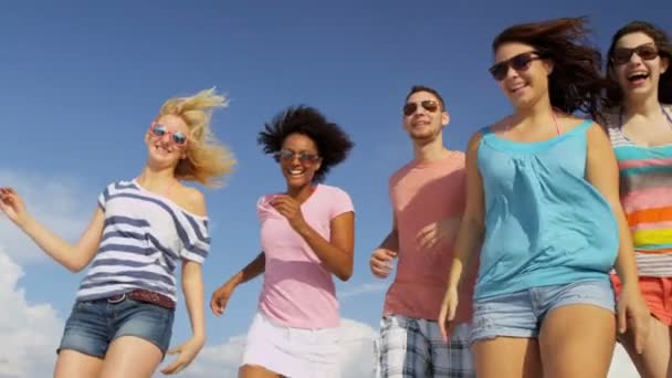 Adolescentes divirtiéndose en la playa — Vídeo de stock