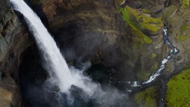 Ισλανδία Haifoss καταρράκτη — Αρχείο Βίντεο