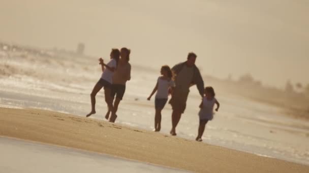 Girls with parents enjoying vacation — Stock Video