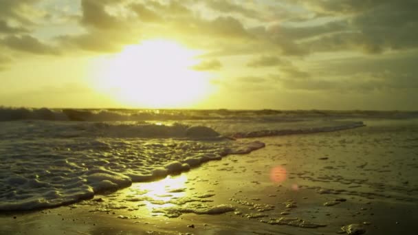 Tramonto dorato sulle onde dell'oceano — Video Stock