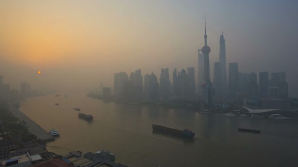 Distrito financiero de Shanghai al amanecer — Vídeos de Stock