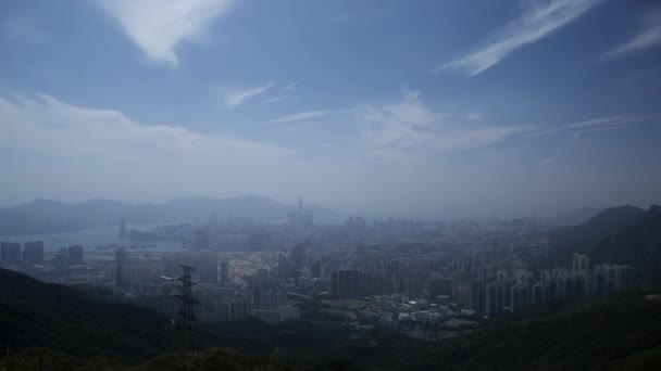 Vista sobre ciudad de Hong Kong — Vídeos de Stock
