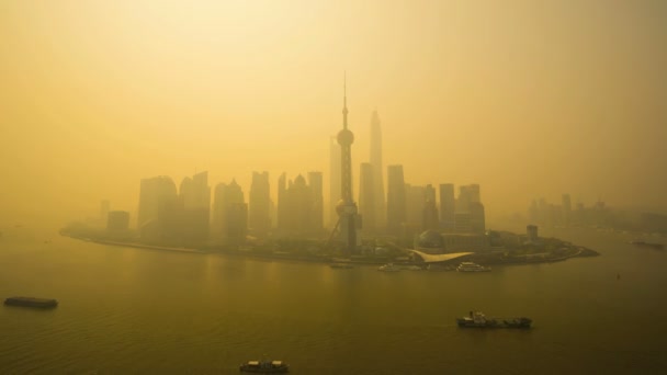 Shanghai finanční čtvrti v sunrise — Stock video
