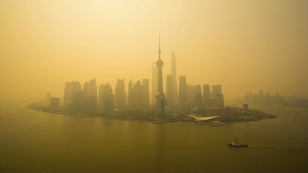 Shanghai Financial district i soluppgången — Stockvideo