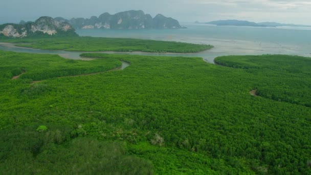 Kalksten klippan obebodda öar i Thailand — Stockvideo