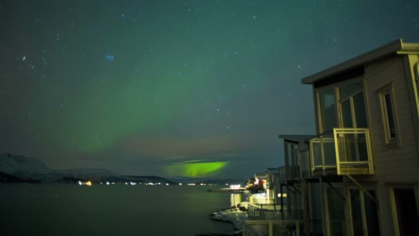 Noorderlicht in het Noorse hemel — Stockvideo