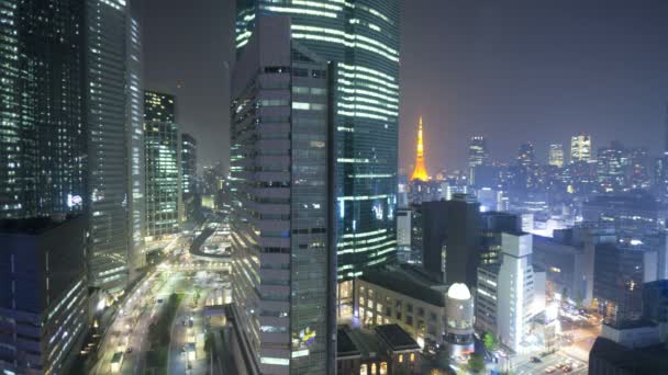 Промежуток времени в Токио ночью — стоковое видео