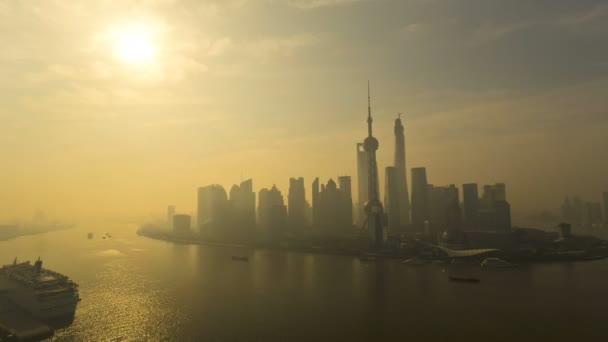 Distrito financiero de Shanghai al amanecer — Vídeos de Stock