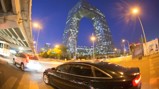El lapso de tiempo del paisaje urbano de Beijing en la noche — Vídeos de Stock