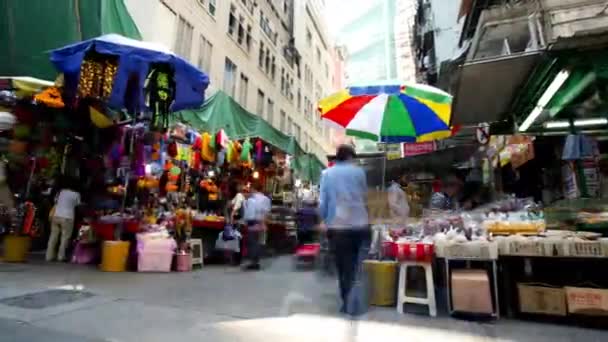 Marché dans le district de Wan Chai, Hong Kong — Video