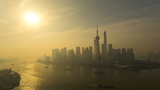 Distrito financiero de Shanghai al amanecer — Vídeo de stock