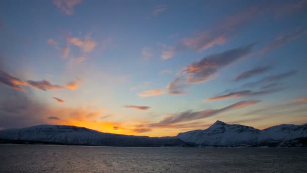 Sunset view of Fjord in Norway — Stock Video