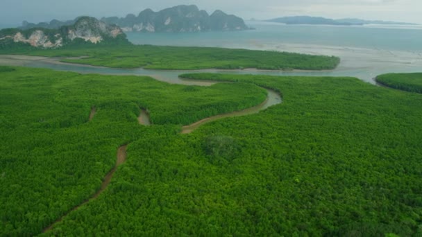 Kalksteen cliff onbewoonde eilanden in Thailand — Stockvideo