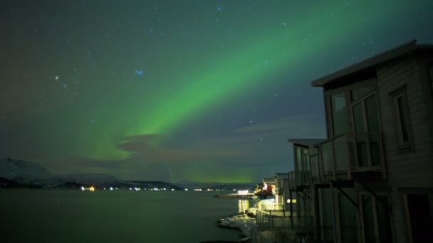 Northern Lights in Norwegian sky — Stock Video