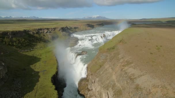 Schöner Gullfoss-Wasserfall in Island — Stockvideo