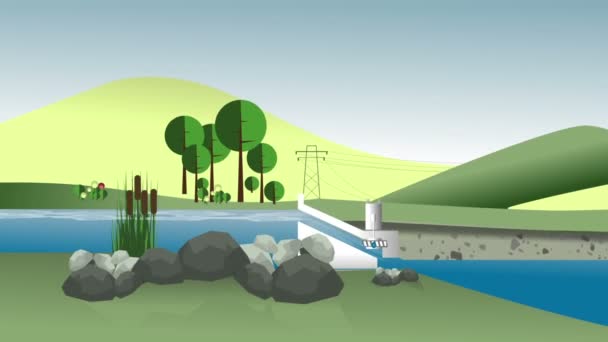 Motion graphics energy hydro station — Stock Video