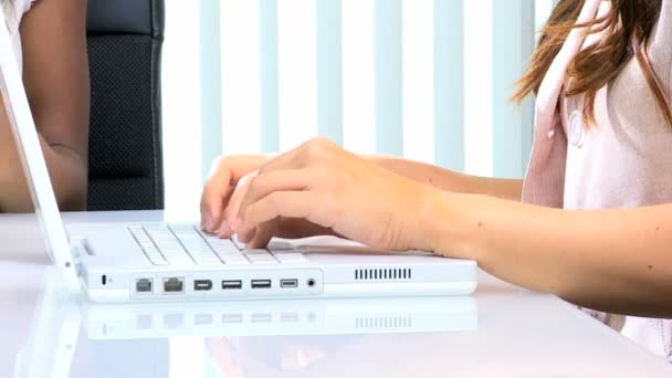 Businesswoman using wireless laptop computer — Stock Video