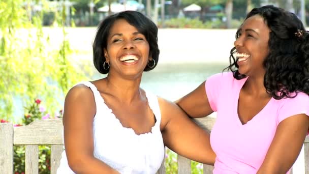 Mother talking with teenage daughter at outdoor — Stock Video