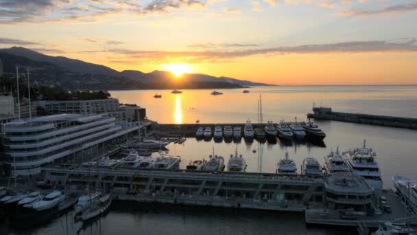 Порт Монте-Карло с роскошными яхтами — стоковое видео