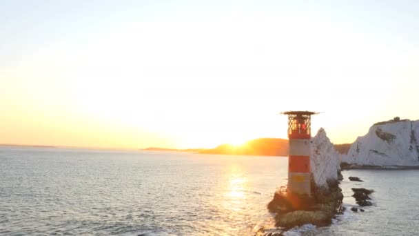 Helicóptero Farol de Agulhas Wight — Vídeo de Stock