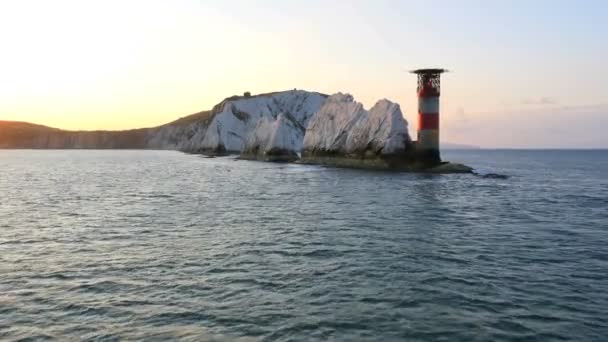 Faro helipuerto de Wight agujas — Vídeos de Stock