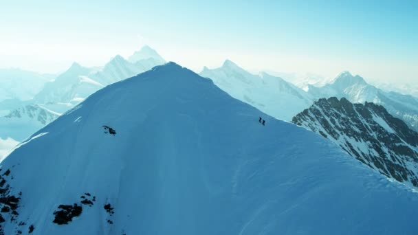 Peak Monch with mountain climbers in Switzerland — Stock Video