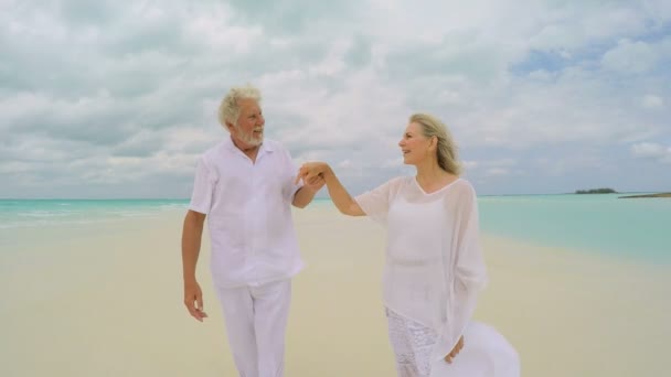 Anziani pensionati sulla spiaggia tropicale — Video Stock