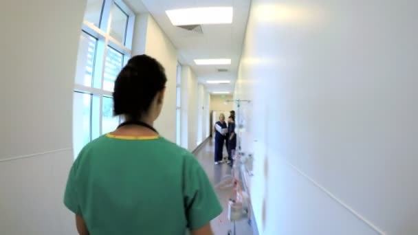 Femme médecin marche sur le couloir à l'hôpital — Video