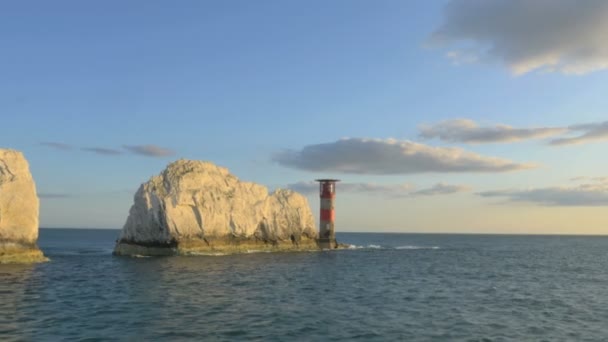 Deniz feneri Helikopter pisti Wight iğne — Stok video