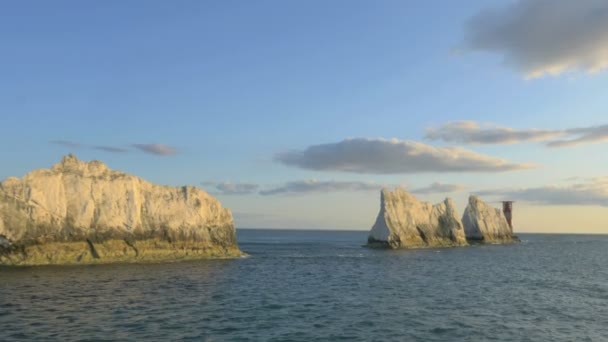 Deniz feneri Helikopter pisti Wight iğne — Stok video