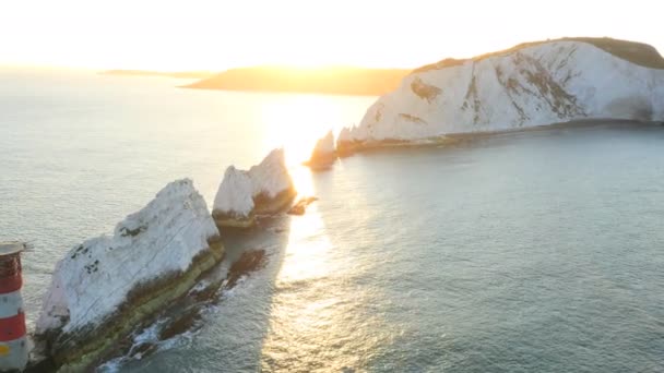 Helicóptero Farol de Agulhas Wight — Vídeo de Stock