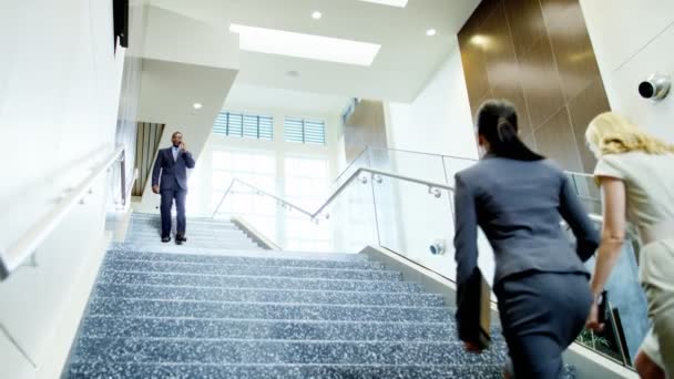 Multi ethnic business people in office building — Stock Video