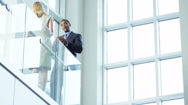 Gente de negocios multiétnicos en el edificio de oficinas — Vídeo de stock